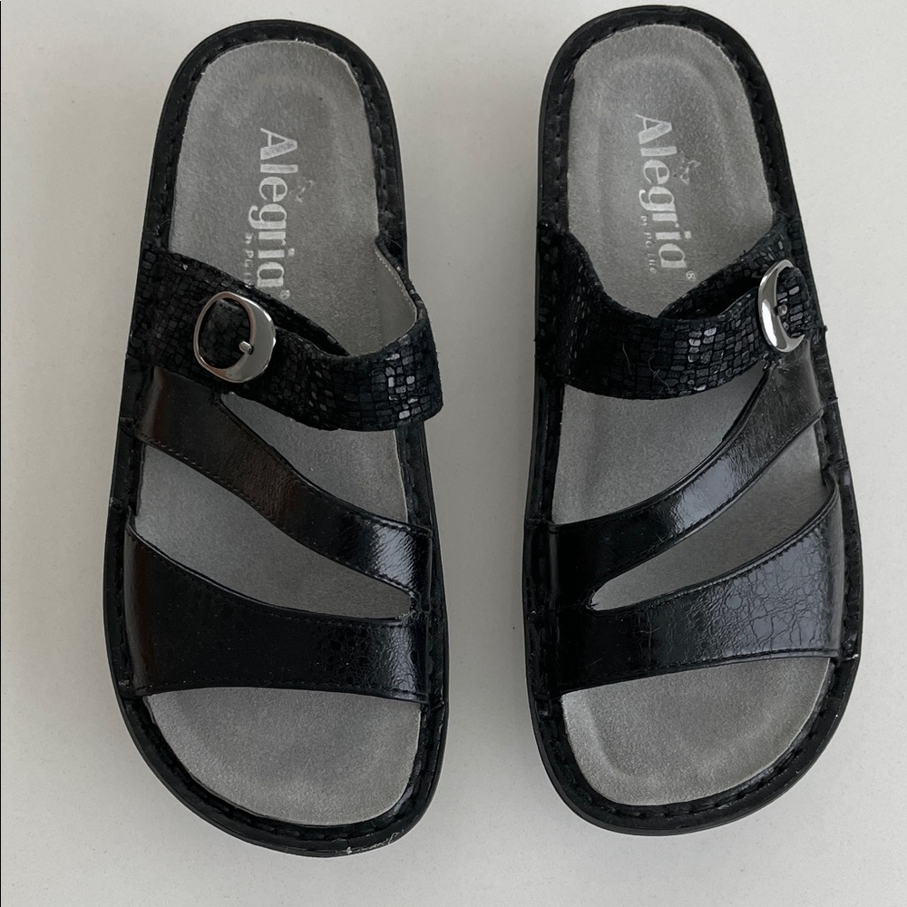 ALEGRIA •  Women's Black Strappy Sandals • 37 - Picture 5 of 13